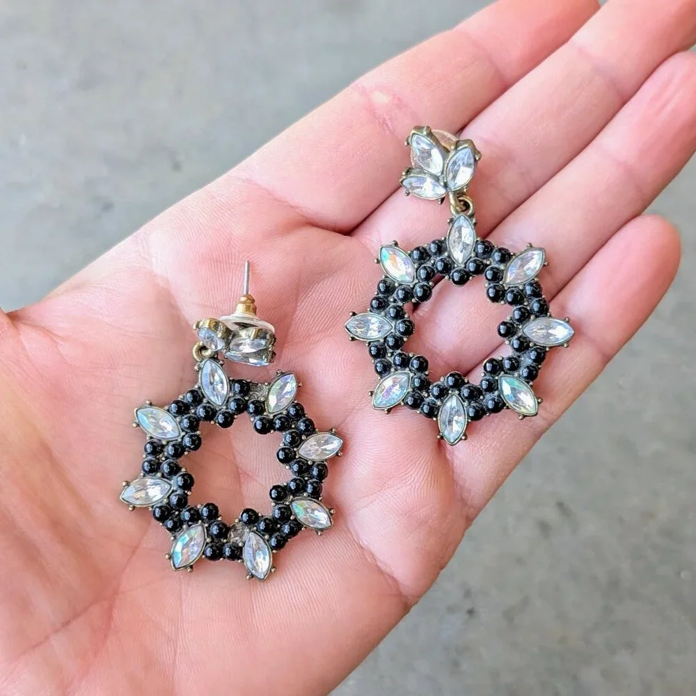 Sugarfix by Baublebar Black Rhinestone Circle Dangle Drop Post Earrings